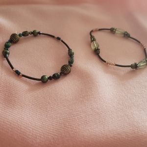 🌷 3/$10 Set of 4 Green Stretchy Beaded Bracelets